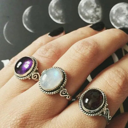Vintage Amazing  Natural Moonstone  Ring Anniversary Gift Princess Engagement Bridal Wedding Valentine's Day Commitment Ring Jewelry Size 4-12 Aneis Femininos