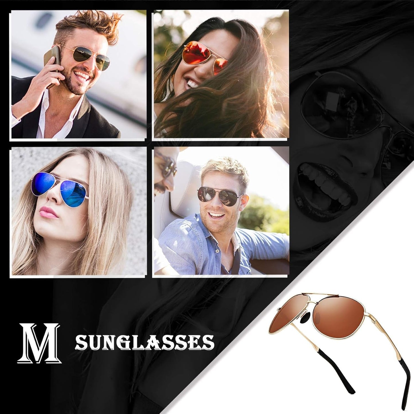 Aviator Sunglasses for Men Polarized Women UV Protection Lightweight Driving Fishing Sports Unisex Glasses MX208