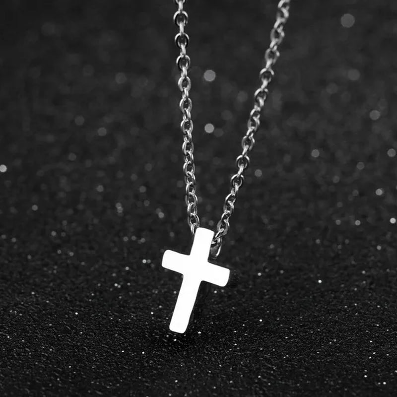 Simple Style Small Tiny Cute Cross Pendant Silver / Black / Rose Gold Exquisite Choker Necklace 316L Stainless Titanium Steel Women Fashion Jewelry From Milkle Gift