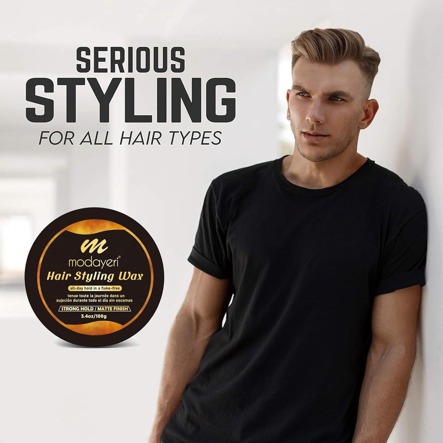 Hair Wax - Strong Hold Styling Pomade for Men and Women, Nourishing and Protecting, Matte Finish Molding 3.4 Oz