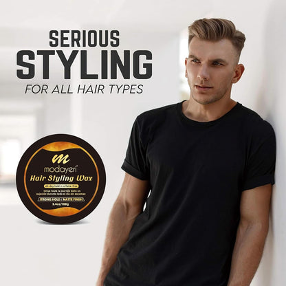 Hair Wax - Strong Hold Styling Pomade for Men and Women, Nourishing and Protecting, Matte Finish Molding 3.4 Oz