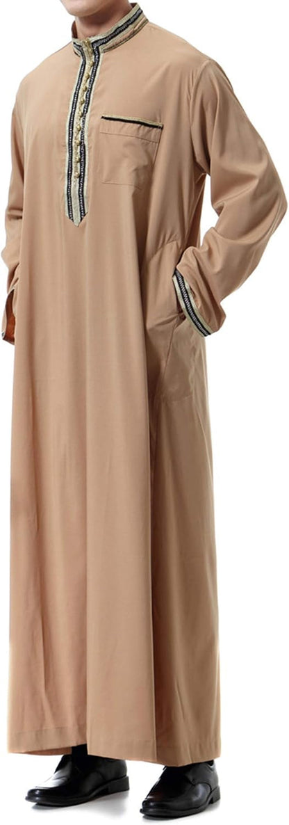 Islamic Mens Clothing Kaftan Maxi-Muslim Male Shirt Long Sleeve Abaya Dubai Cotton…