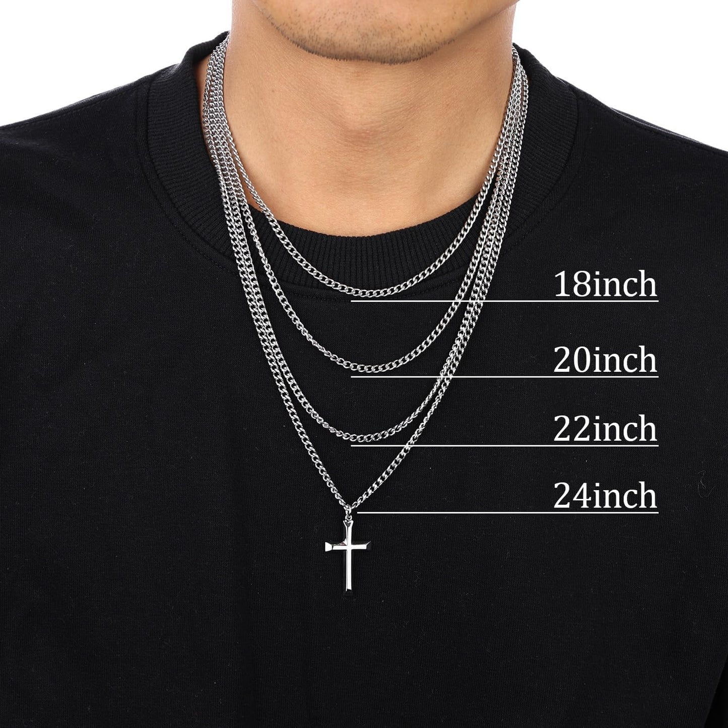 18K Gold Plated Cross Necklace for Men & Boys –Stainless Steel or Gold Plated Pendant with Durable Curb Chain – 18" to 24" Length – USA Faith-Based Brand