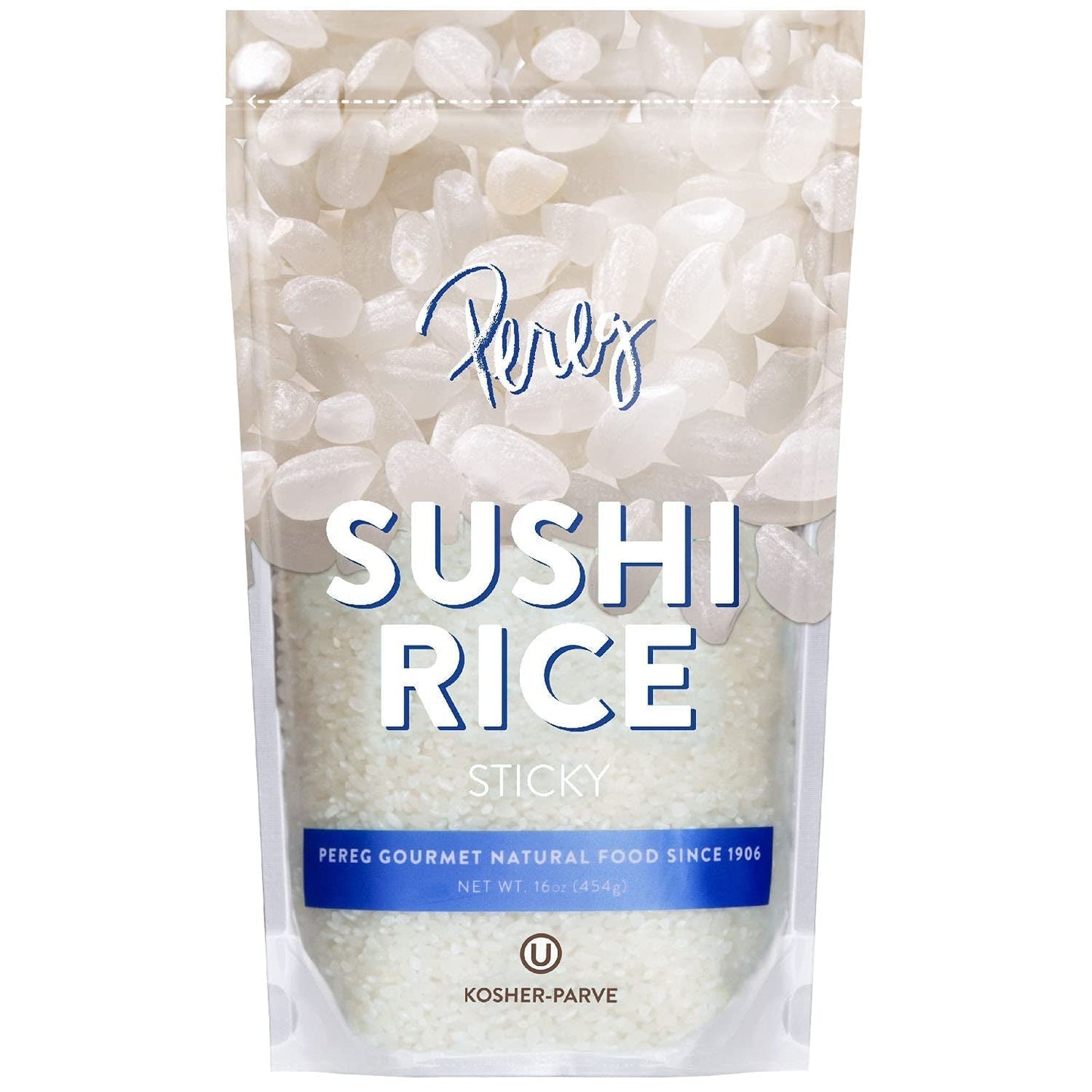 Sushi Rice (16 Oz) - White Sticky Short Grain - Vegan, Non-Gmo, Made in USA - Sushi, Rice Ball, and Everyday Japanese Dishes - Resealable Packaging