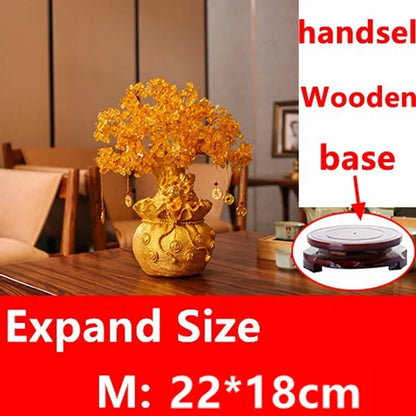 3 Size Festival Holiday Gifts Natural Citrine Quartz Crystal Money Tree in for Wealth Money Bay Lucky Tree