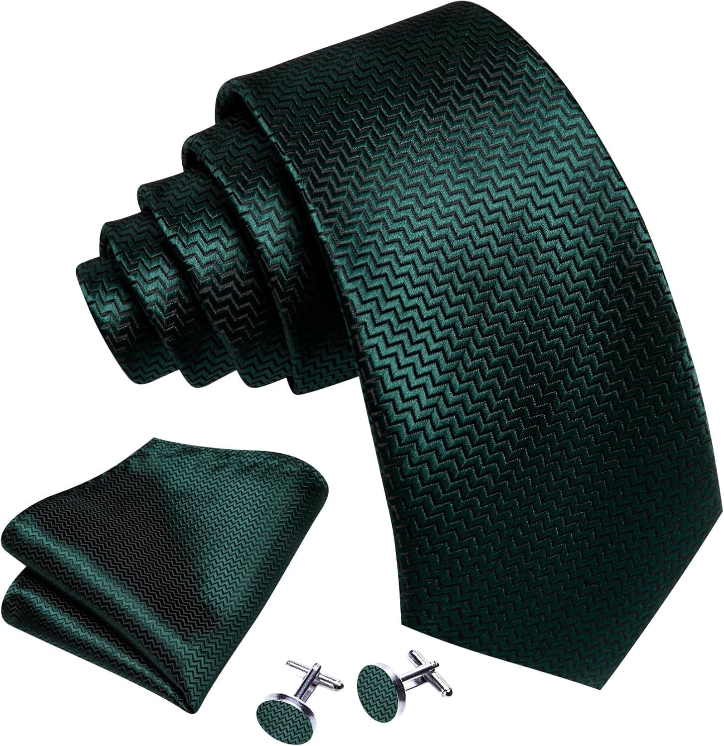 63" Mens Tie Extra Long Striped Plaid Silk Pocket Square Necktie Cufflinks Set for Wedding Business - WORLD TIME VISITS