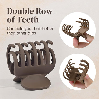 Double Row Teeth Hair Clips Small Claw Clips for Thin Hair 4 Pack 1.6" Medium Matte Non-Slip Short Hair Accessories for Women and Girls