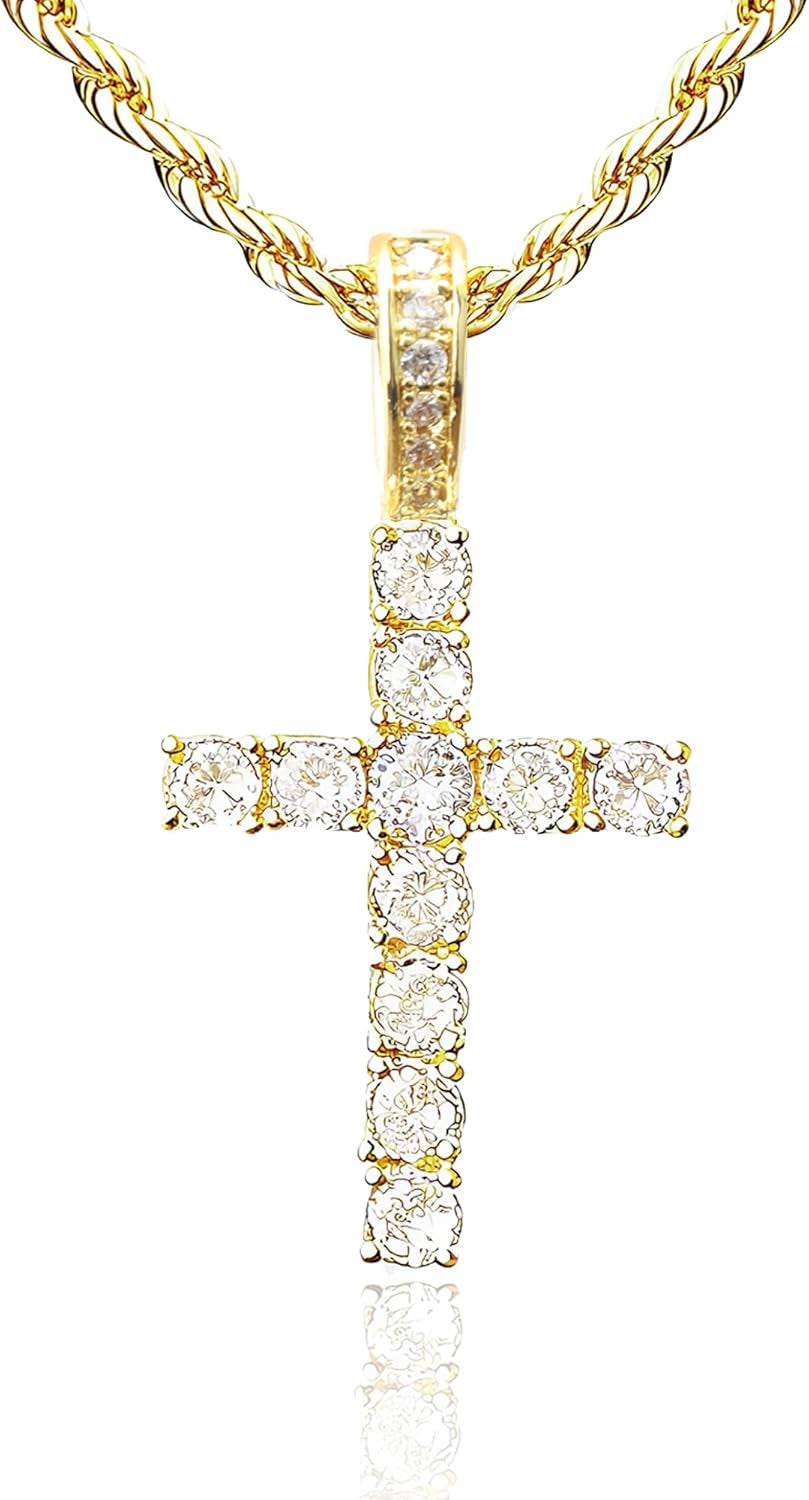 Cross Necklace for Women, 14K Gold Silver Plated Pendant Necklace, Diamond Cross Pendant Necklaces, 2 PCS Gold Silver Cross Necklaces Cute Trendy Gold Faith Cross Jewelry Gifts for Women - WORLD TIME VISITS