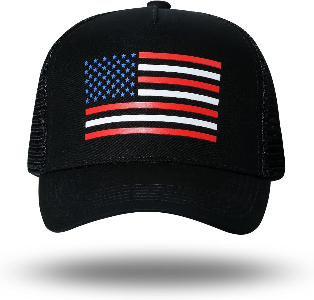American Flag Trucker Hat - Snapback Hat, Baseball Cap for Men Women - Breathable Mesh Side, Adjustable Fit - for Casual Wear
