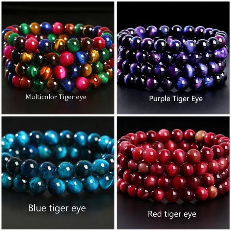 Hot Sale 6-8mm Unisex Natural Stone Bracelet Malachite/Tiger Eye/amethyst/agate/gemstone Bracelet Round Bead Elastic Bracelet Handmade Chakra Treatment Stone Jewelry Ladies Mens Girls