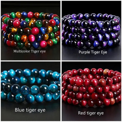 Hot Sale 6-8mm Unisex Natural Stone Bracelet Malachite/Tiger Eye/amethyst/agate/gemstone Bracelet Round Bead Elastic Bracelet Handmade Chakra Treatment Stone Jewelry Ladies Mens Girls
