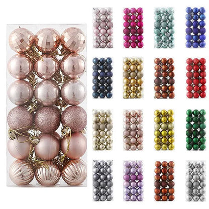 36Pcs/Box 4CM Glitter Christmas Balls Xmas Tree Hanging Pandent Balls Rose Gold Silver Green Red Blue New Year Christmas Home Decor