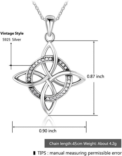925 Sterling Silver Love Charm Celtic Knot Pendant Necklace Fashion Jewelry for Women Rolo Chain 18''