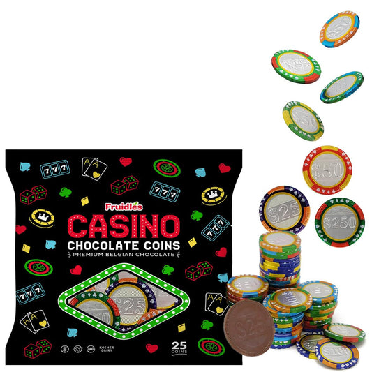 Casino Poker Chips, Belgian Milk Chocolate Coins, Kosher Certified Dairy, Non GMO (Pack of 25) - WORLD TIME VISITS