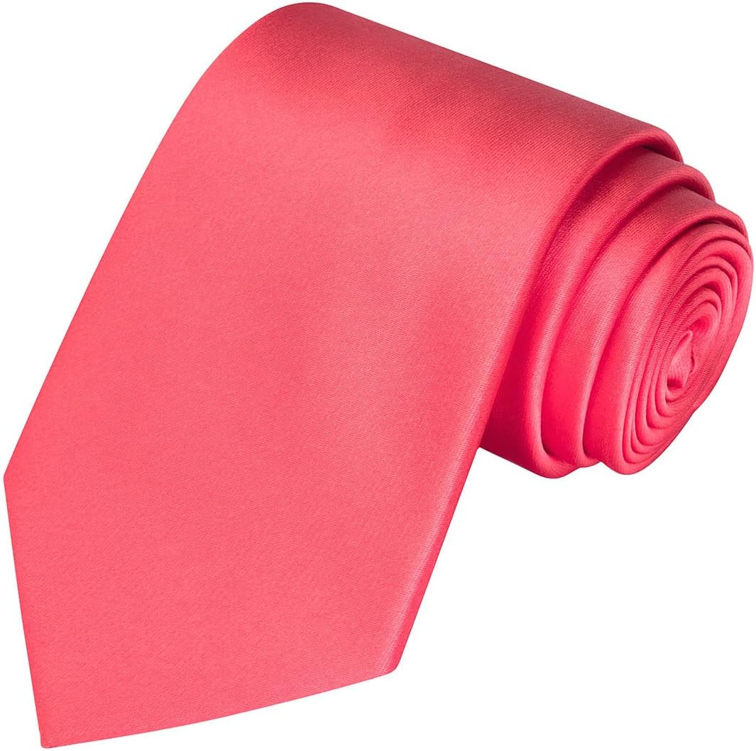 Satin Tie Set Solid Ties Mens Necktie + Pocket Square