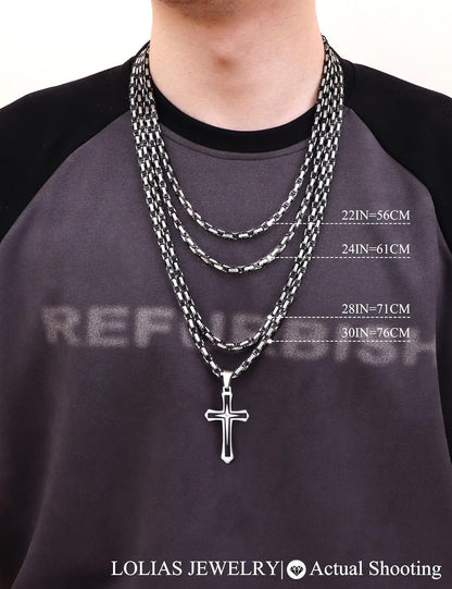 Black 14K Gold Plated 𝐂𝐫𝐨𝐬𝐬 𝐍𝐞𝐜𝐤𝐥𝐚𝐜𝐞 for Men Stainless Steel 𝐁𝐲𝐳𝐚𝐧𝐭𝐢𝐧𝐞 Chain with Cross Pendant Necklace 𝐌𝐞𝐧𝐬 𝐆𝐢𝐟𝐭 22-30Inch