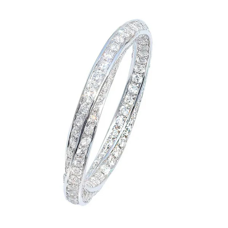 Fashion Stacking Jewelry for Women Rings Exquisite 925 Sterling Silver Ring White Sapphire Diamond Wedding Band Elegant Bride Proposal Engagement Party Accessories Anniversary Gift