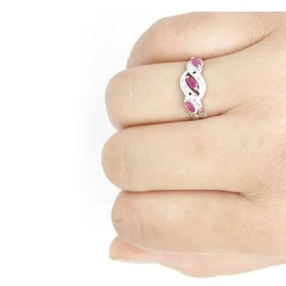CoLife Jewelry Fashion Silver Ruby Ring for Woman 2.5mm * 5mm Natural Ruby Silver Ring 925 Silver Ruby Jewelry Gift for Wife