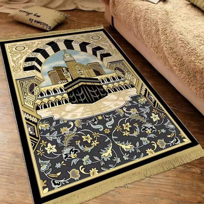 Thick Padded Muslim Prayer Rug Traditional Patterns Islam Prayer Mat with Tassels, Comfort Kneel Floor Carpet Islamic Namaz Rug Praying Mat Home Decor, Eid Ramadan Rug for Men Women Kids - WORLD TIME VISITS