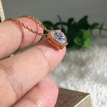 Fashion Rose Gold Color 1ct Heart Cut Moissanite White Sapphire Diamond Pendant Necklace Bridal Jewelry Gifts
