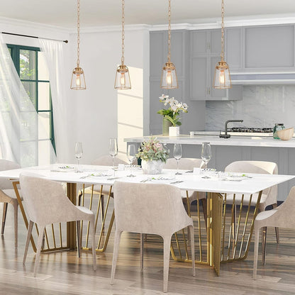 Gold Pendant Lighting, Mini Modern Hanging Light Fixture with Seeded Glass Shade for Kitchen Island, Foyer, Hallway, Bedroom and Entryway