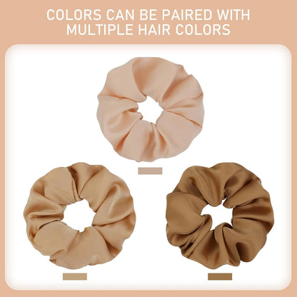 Soft Satin Scrunchies for Women, Non Slip, No Damage Scrunchies Hair Ties, Pack of 6