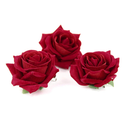 2.75" Rose Hair Clip Flower Hairpin Rose Brooch Floral Clips for Woman Girl Party Wedding Pack of 3