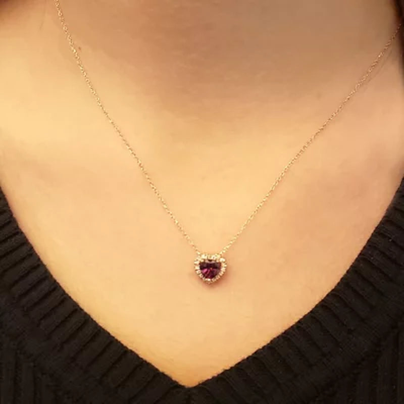 Rhodolite Garnet and 0.085 CT. T.W. Diamond Pendant in 14K Rose Gold