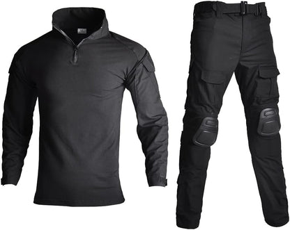 Mens Tactical Military Suits Long Sleeve Rip-Stop Uniforms Combat Shirt and Pants Elbow Knee Pads - WORLD TIME VISITS
