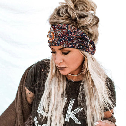 Wide Headbands for Women, Boho Bandeau Head Bands, Workout Head Wraps, Stretch No Slip Hair Wraps Pack of 4 (Stylish)
