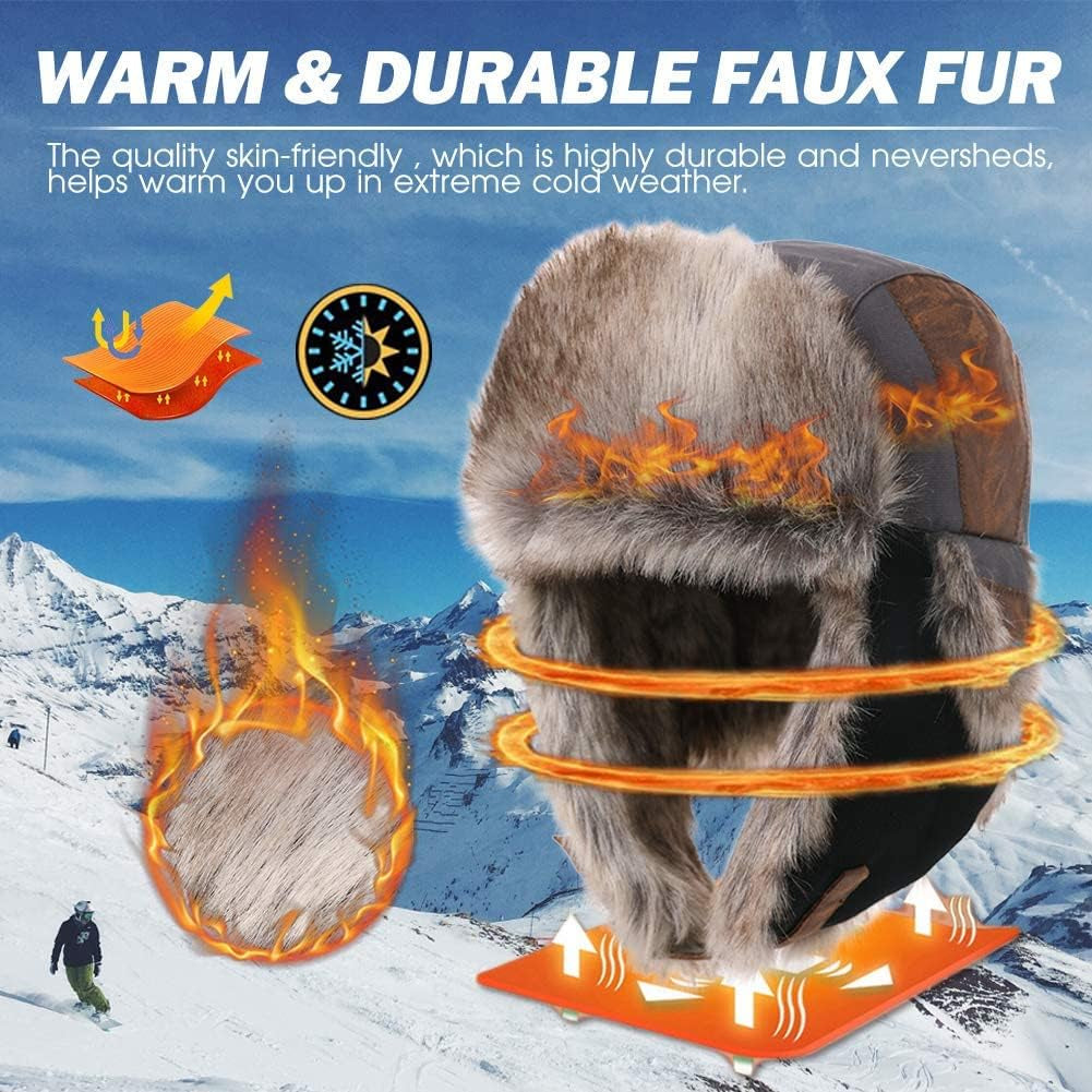 Large XL Trapper Trooper Hunting Warm Ear Flap Russian Ushanka Winter Ski Cold Weather Bomber Hats for Men