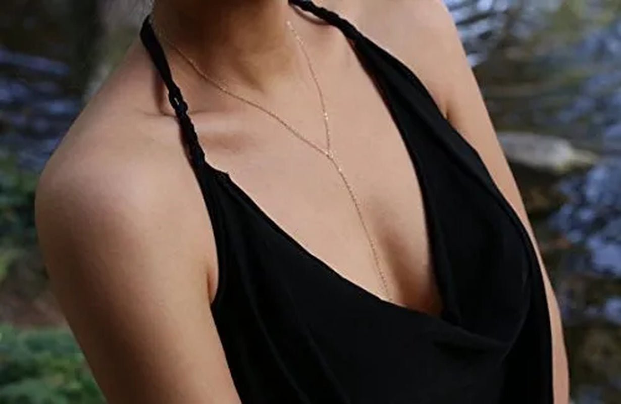Simple Chain Necklace - Y Lariat necklace in 14K Gold filled or Sterling Silver