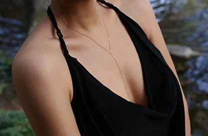 Simple Chain Necklace - Y Lariat necklace in 14K Gold filled or Sterling Silver