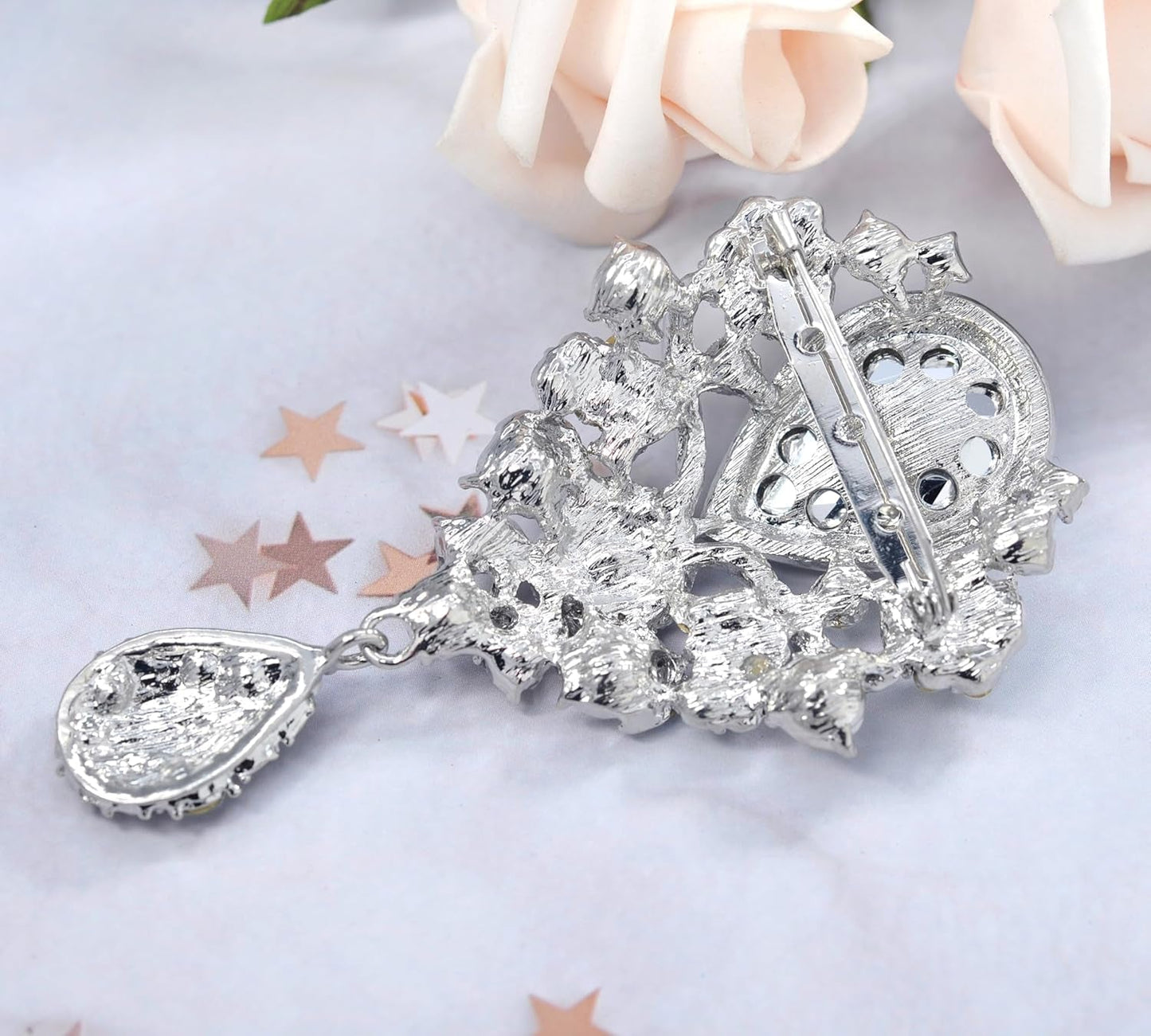 Women'S Austrian Crystal Bouquet Flower Teardrop Large Gorgeous Brooch Pin
