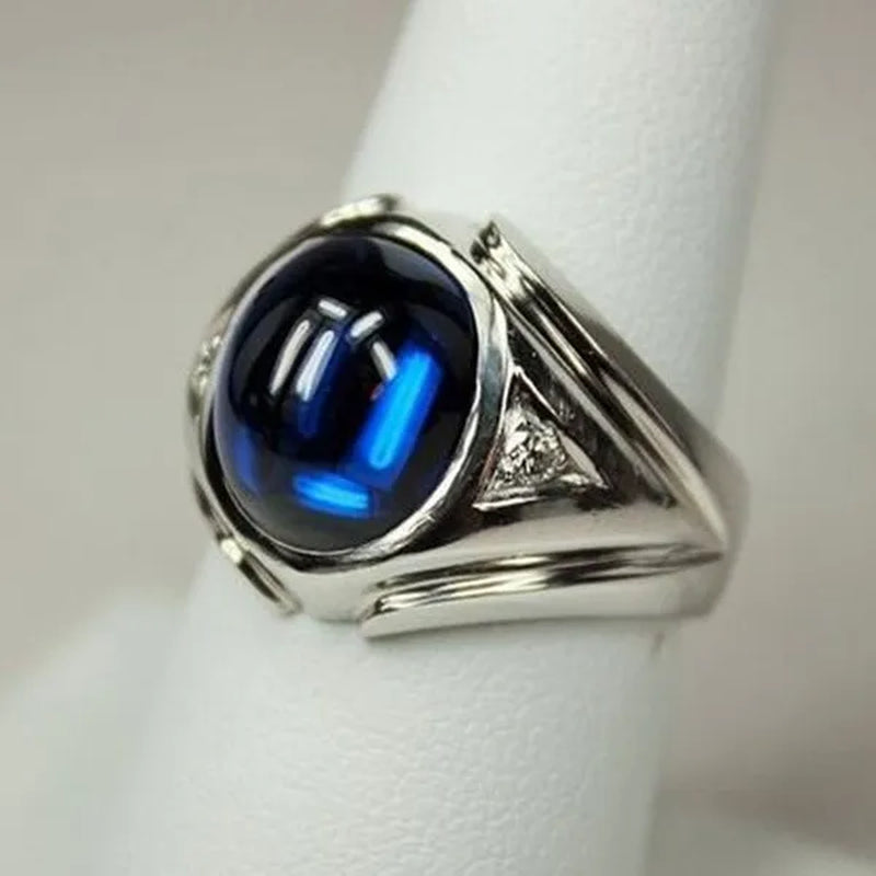 Classic Blue Zircon Rings for Men and Women Silver Color White Zircon Ring Engagement Wedding Ring Anniversary Party Gift Fashion Jewelry Size: 5-11 - WORLD TIME VISITS