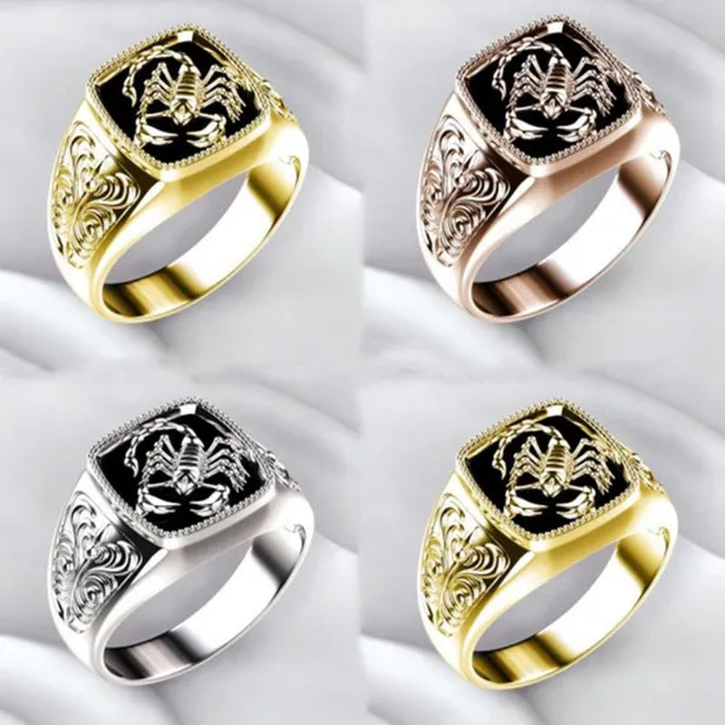 Exquisite Men's Retro Animal Relief Punk RING Silver Plated Ring Gold Plated Ring Party Carnival Banquet Wedding Classic Handsome Jewelry Ring Festival Jewelry Christmas Valentine's Day Anniversary Gift Size 6-13