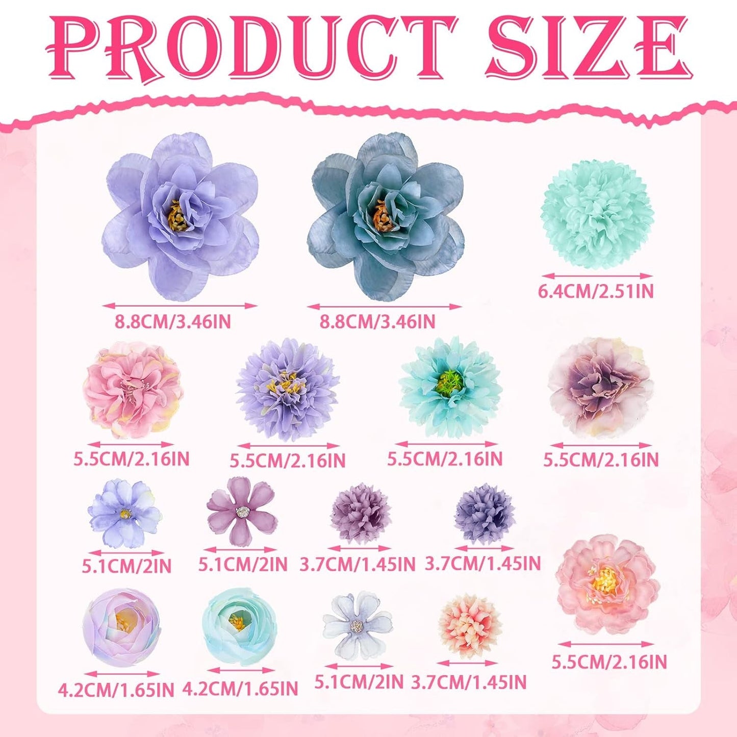 21 Pcs Flower Hair Clip Rose Hair Clips Barrettes for Women Flower Accessories Boho Bride Claw Clip Hairpin Brooch Pin Headpiece for Wedding(Blue, Purple)