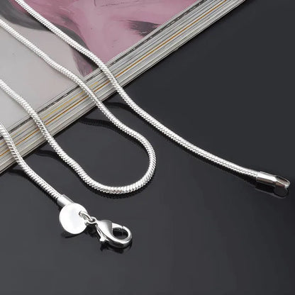 Flat Curb Chain 2mm Wide 16inch~24inch Long Silver Chain for Bracelet Necklace Basic Design Jewelry