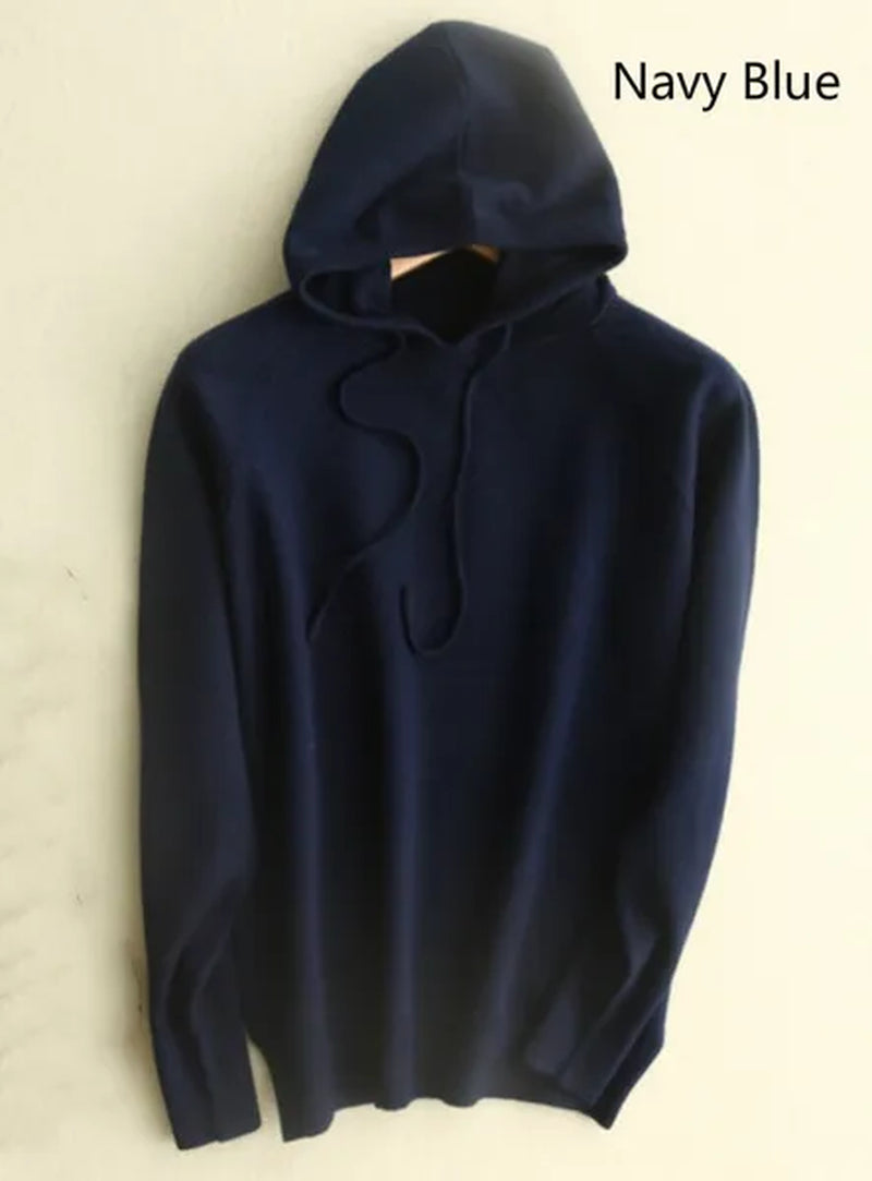 6 Colors Women Fashion Wool Pure Cashmere Casual Hooded Drawstring Pull Pullovers Plus Size S-XXL