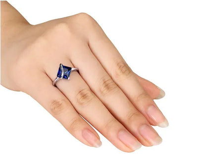 1.80 Carat (Ctw) Lab-Created Blue Sapphire Ring in Sterling Silver