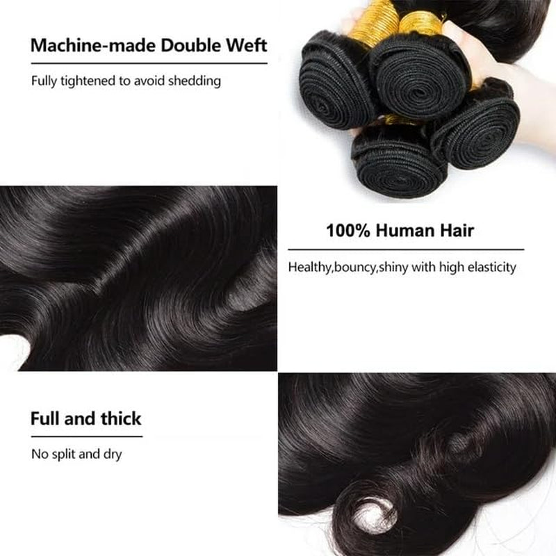12A Human Hair Bundles 14 16 18 20 Inch 4 Bundles Human Hair 100% Unprocessed Brazilian Virgin Hair Bundles Deals Quick Weaves Hair Extensions