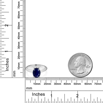 925 Sterling Silver 9X7MM Oval Gemstone Birthstone Solitaire Engagement Ring | Wedding Engagement Anniversary Promise Ring for Women | Available in Size 5, 6, 7, 8, 9