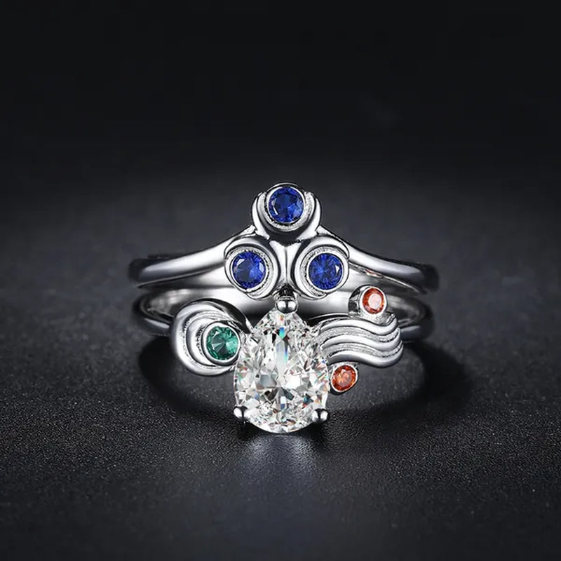 Zora Sapphire Kokiri Emerald Goron Ruby Spiritual Stones 925 Sterling Silver Wedding Engagemen Stackable Ring