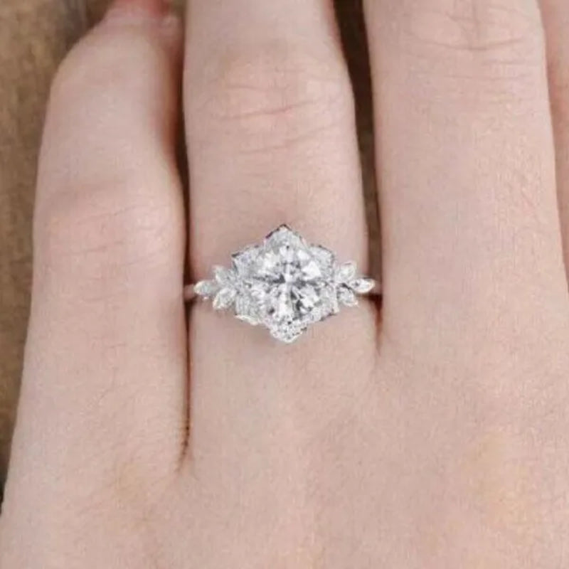Flower Rings for Women Jewelry Cubic Zircon Ring Girl Daily Casual Fashion Accessories