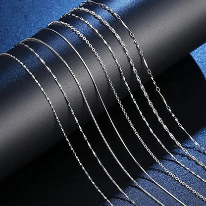 7PCS Mix 18K Gold 925 Sterling Silver Men's Link Necklace Women's Chain Jewelry Link Necklace Set Chains+Lobster Clasps 925 Tag 1/3/5/7PCS