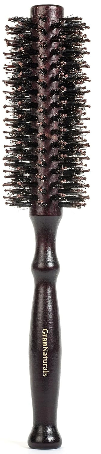 Round Styling Hair Brush - 1.75 Inch Diameter - Boar + Nylon Bristles for Blow Drying, Curling, and Styling Hair - Natural Wooden Handle for Women and Men - WORLD TIME VISITS