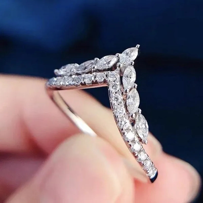 Unique Design Fashion Ring Marquise Cut Rings for Women Jewelry Beautiful Female Bride Engagement Wedding Band Party Accessories Anniversary Gift - WORLD TIME VISITS