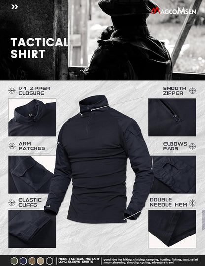 Men'S Tactical Military Shirts 1/4 Zip Long Sleeve Shirt with Pockets