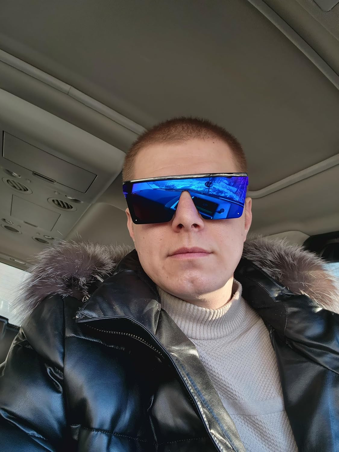 Oversized Sunglasses Mens Womens Flat Top Square Trendy Visor Shades UV400 B2470