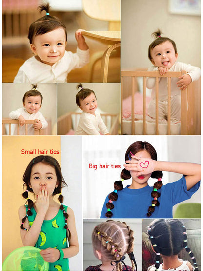 300 Pack Hair Ties  Baby Toddlers Girls Elastics Hair Bands Black Colorful Small Rubber Bands Ponytail Pigtails Holders Not Harm to Hair (Color A)